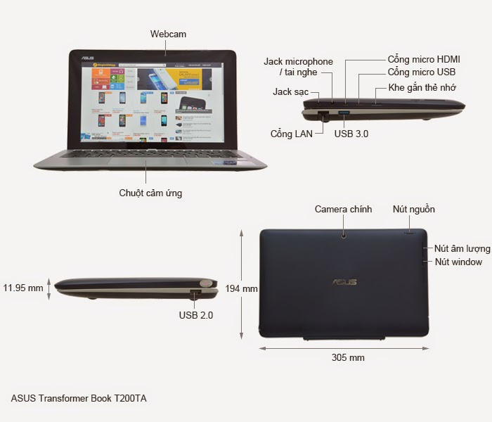 Bao da asus transformer book t200ta