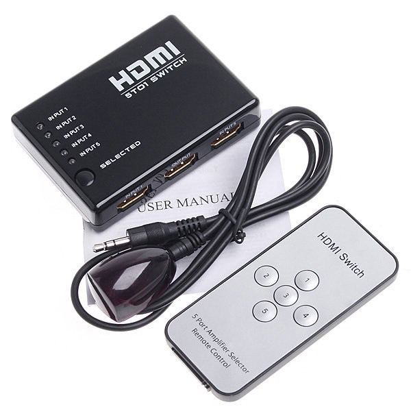 Chia cổng HDMI 5 vào 1 ra kèm điều khiển Chia cổng HDMI 5 vào 1 ra kèm điều khiển
