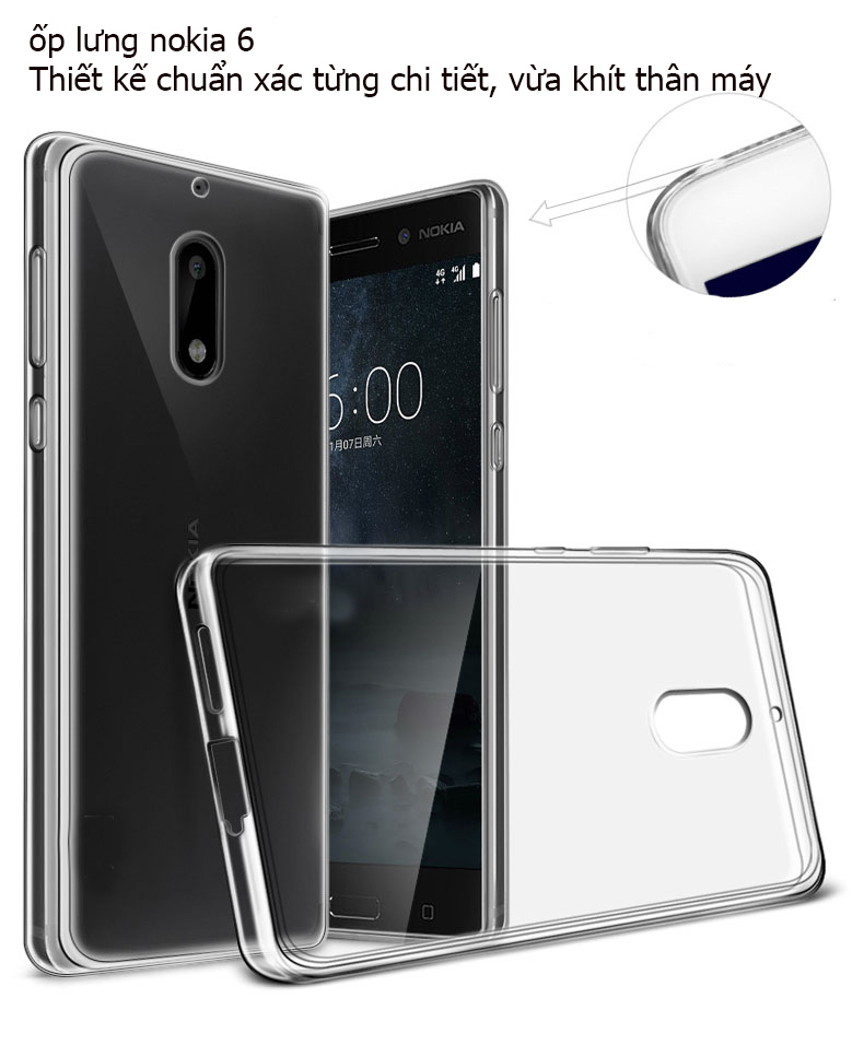 ốp lưng nokia 6 silicon trắng trong ốp lưng nokia 6 silicon trắng trong